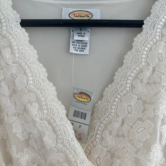 Vintage Talbots Petite Lightweight Stretch Nylon Mesh Tank Top Lace Lined Size P - Picture 2 of 10